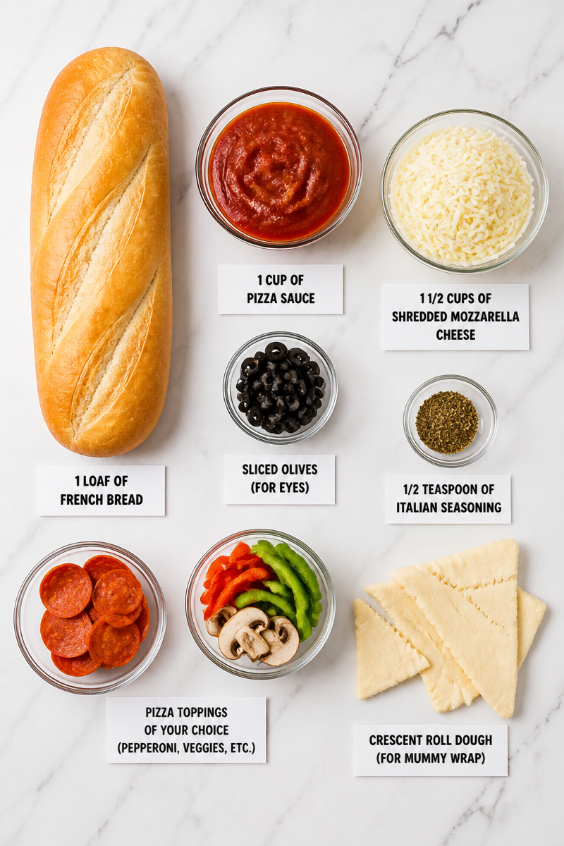 Halloween Mummy French Bread Pizza