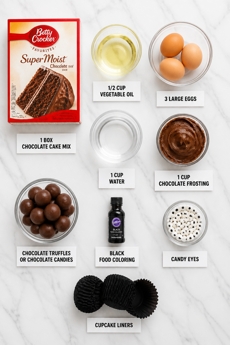 Chocolate Bat Truffle Topped Cupcake