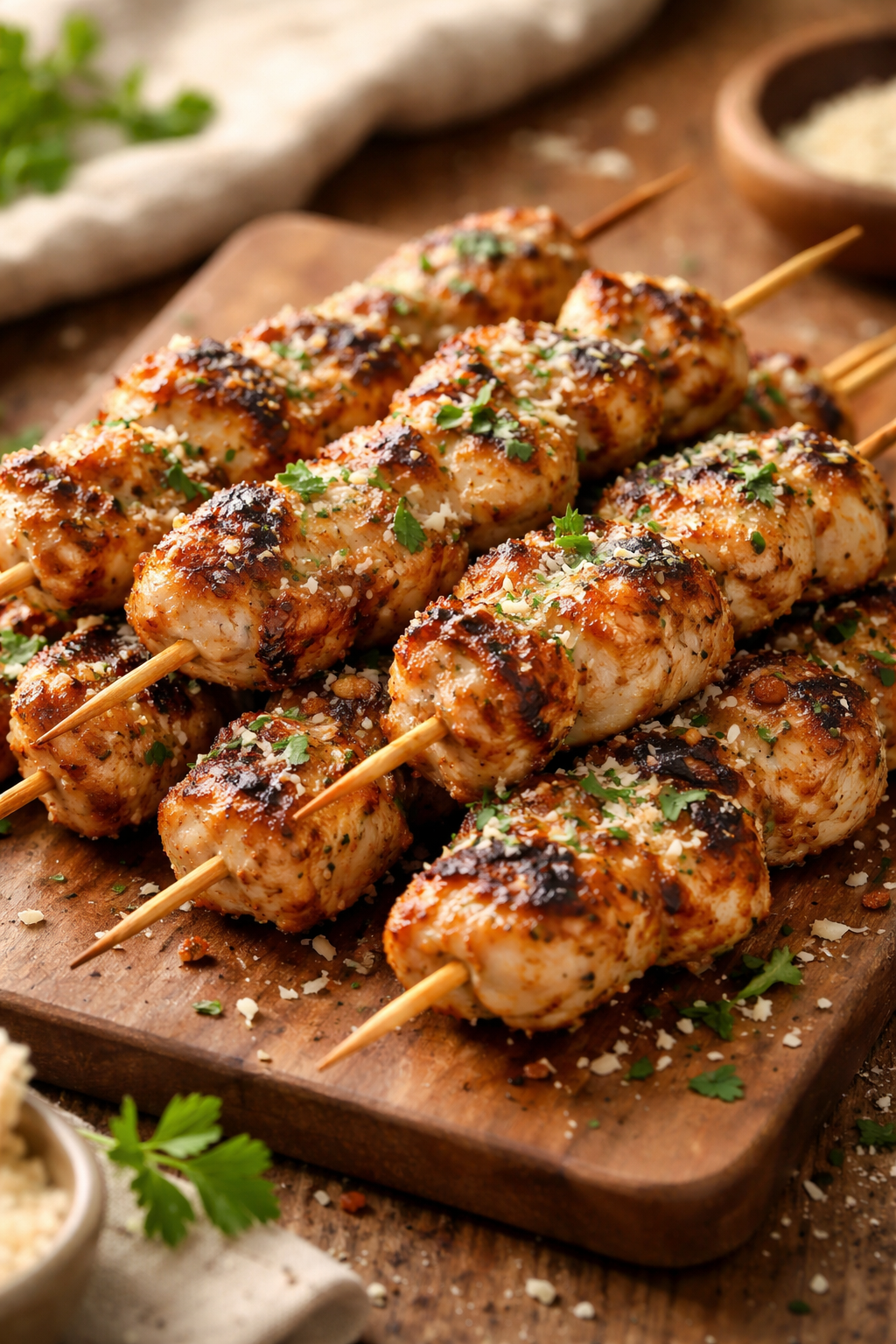 Savory Garlic Parmesan Chicken Skewers