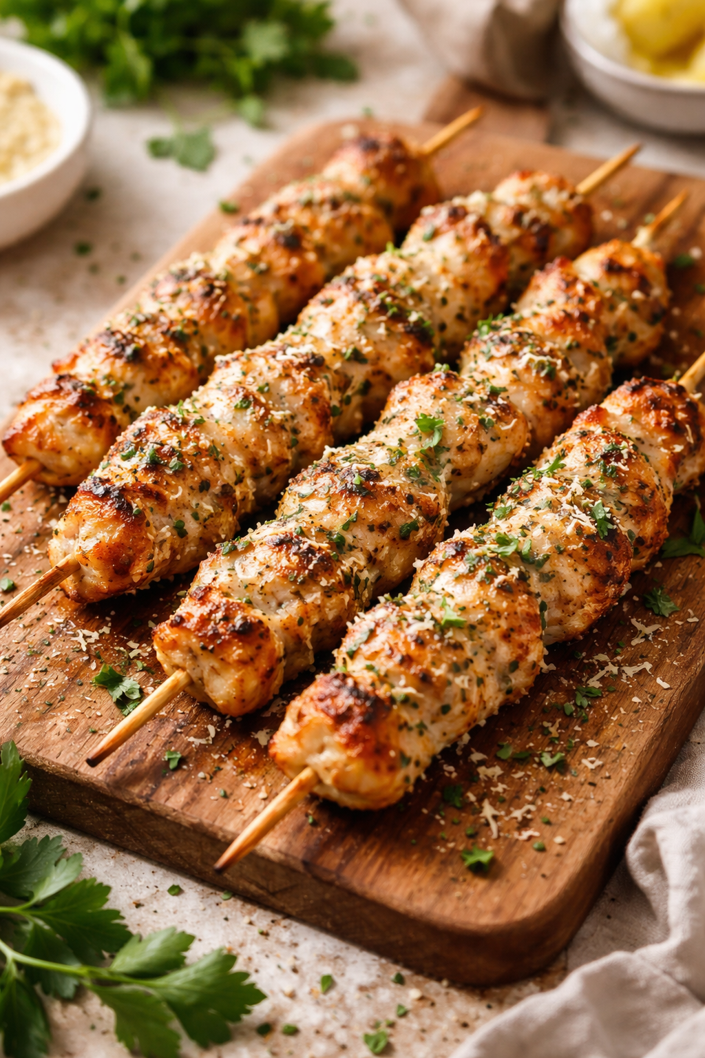 Savory Garlic Parmesan Chicken Skewers