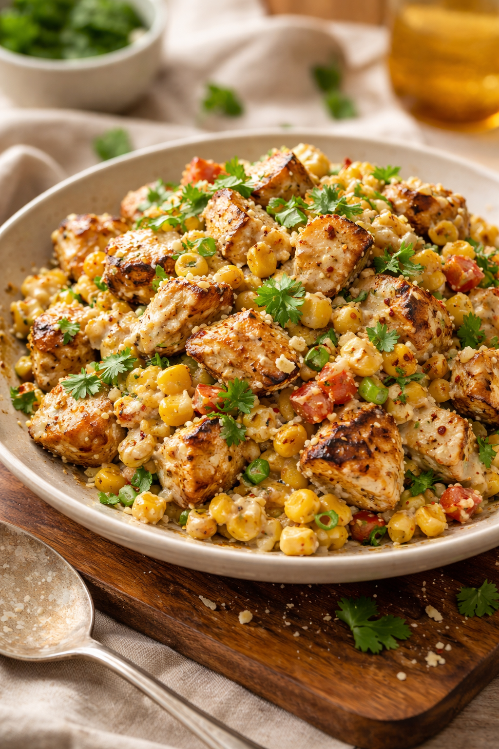 Creamy High Protein Chicken Street Corn Salad You'll Crave