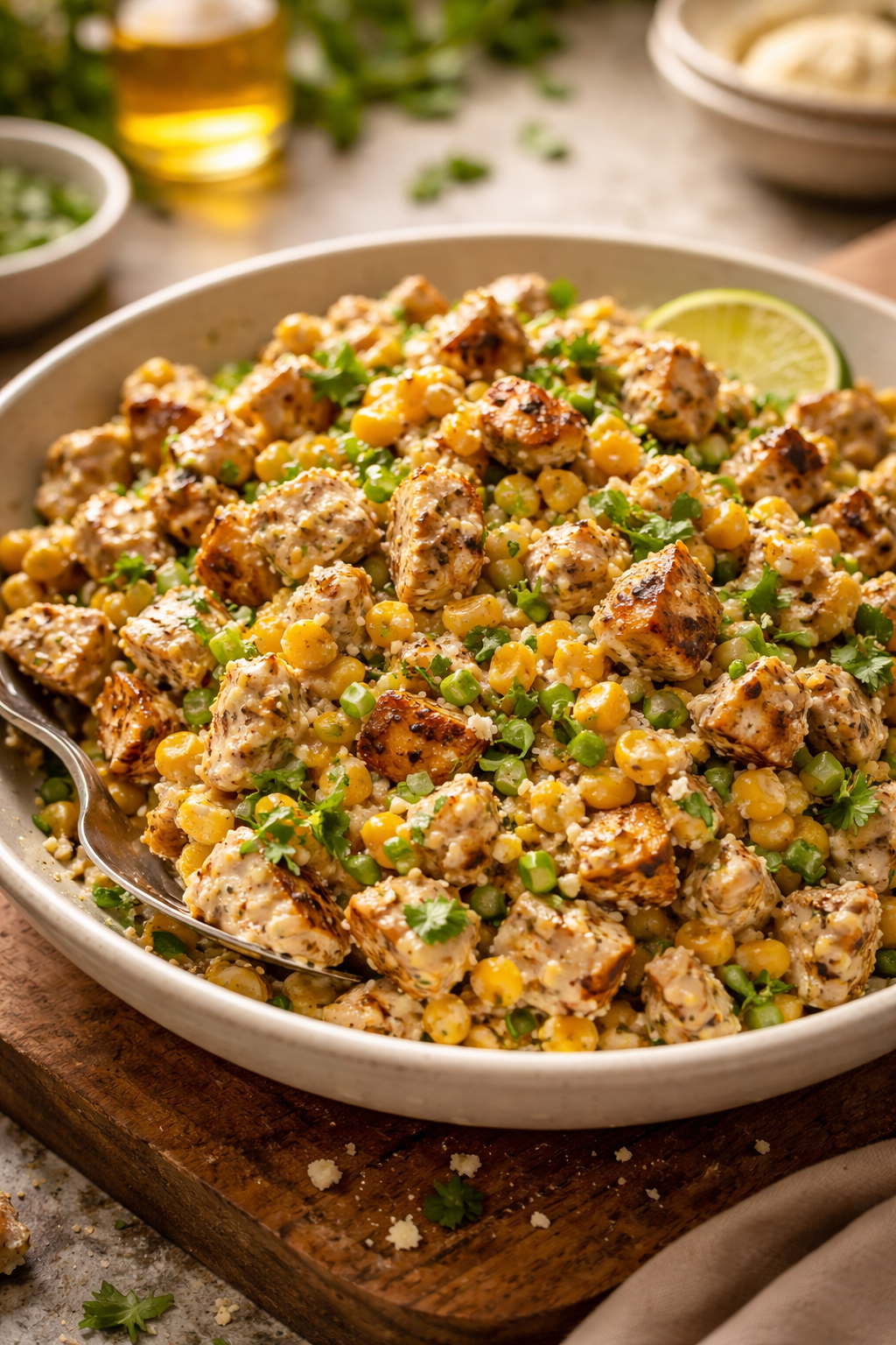 Creamy High Protein Chicken Street Corn Salad You'll Crave