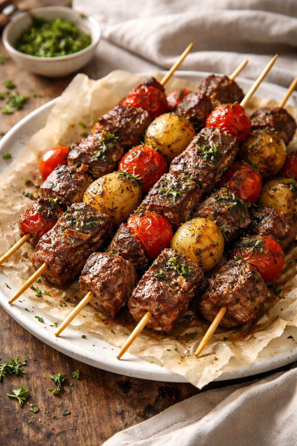 Rosemary Garlic Steak Kebabs