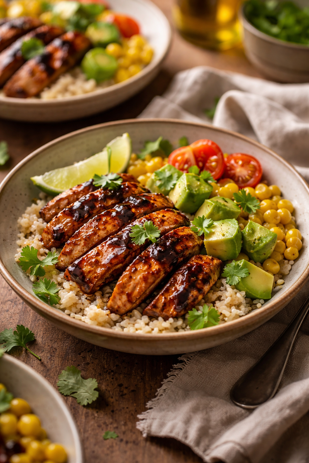 Easy Summer Meal Prep Grilled Chicken Bowls with Avocado and Corn