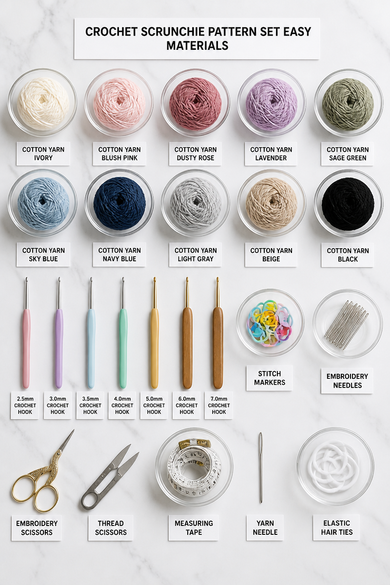 Crochet Scrunchie Pattern Set Easy