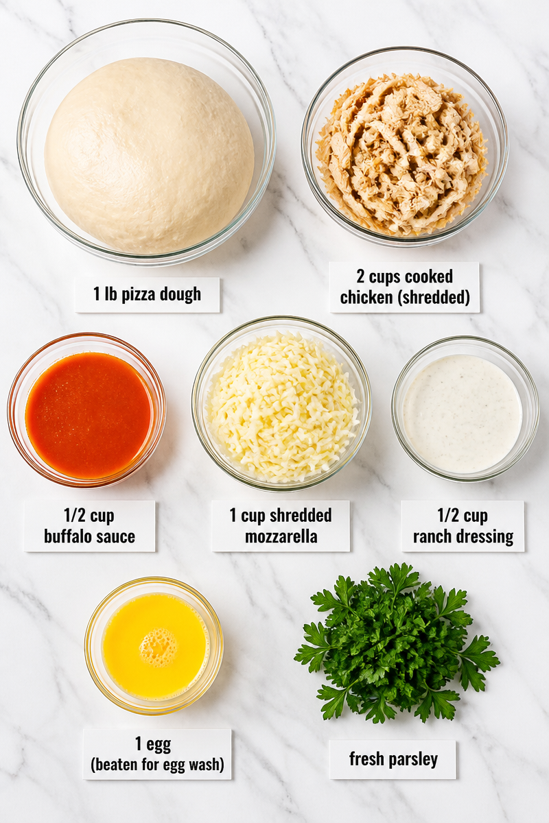 Buffalo Chicken Calzone Baked Dough