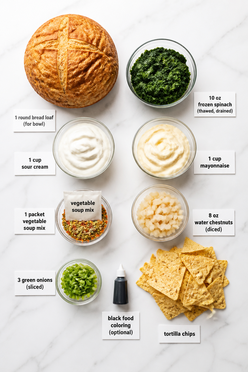 Halloween Spinach Dip Bread Bowl