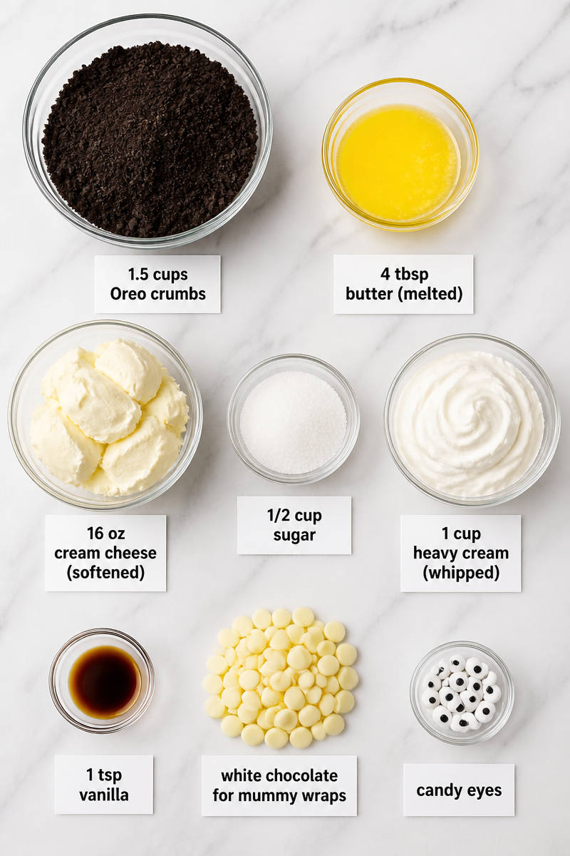 Mini No Bake Cheesecake Mummy Topped