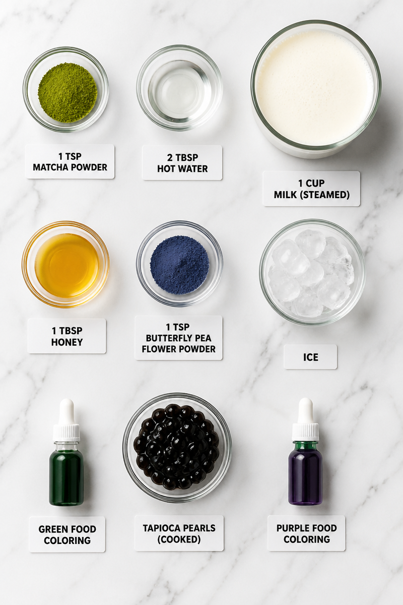 Green Butterfly Pea Matcha Halloween Latte