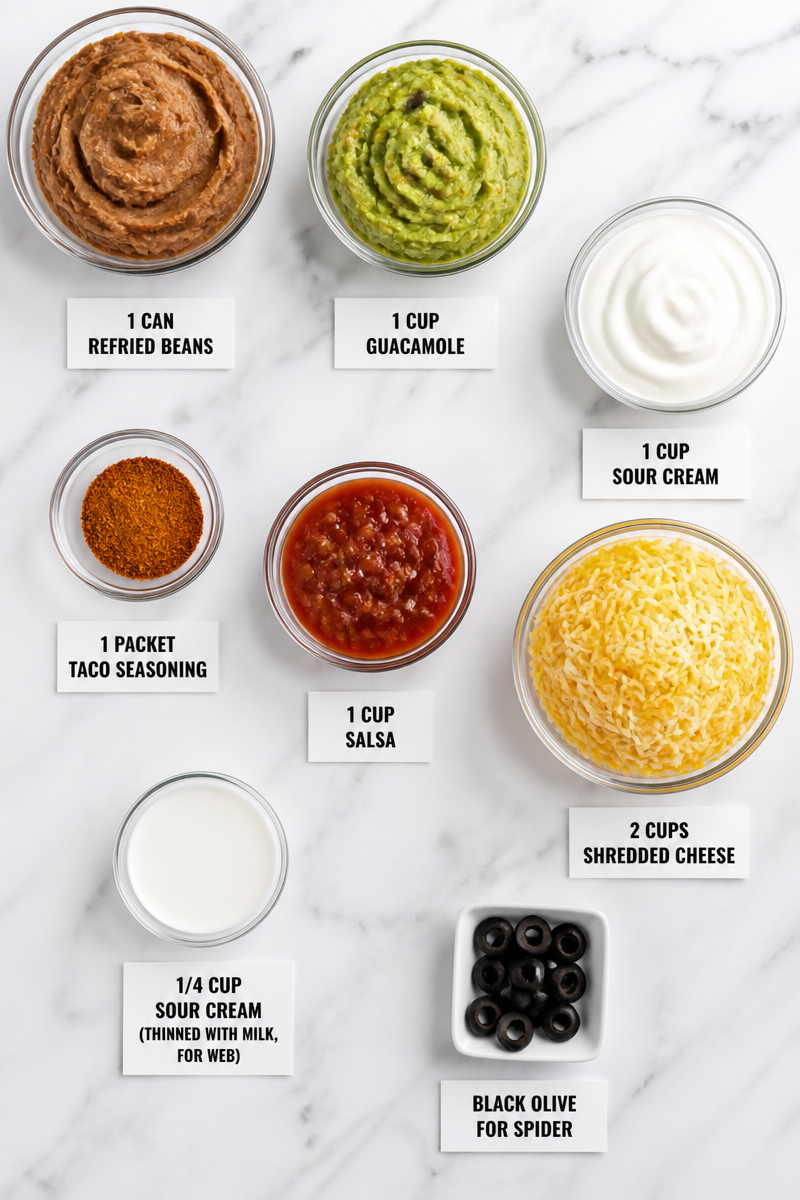 Halloween Cobweb Seven Layer Dip