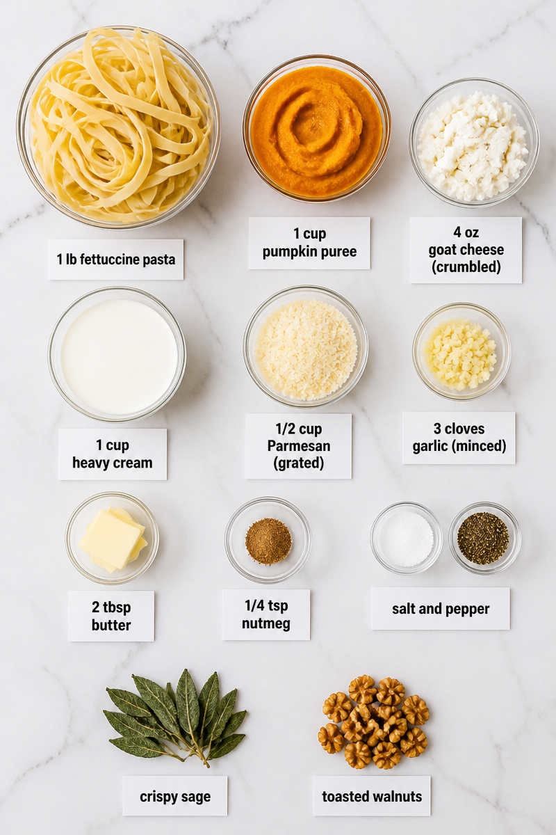 Pumpkin Goat Cheese Alfredo Pasta