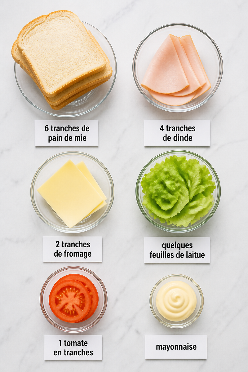 Sandwich Club Dinde Fromage Facile