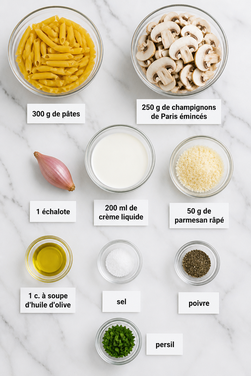 Pâtes Crémeuses Champignons Rapide Soir