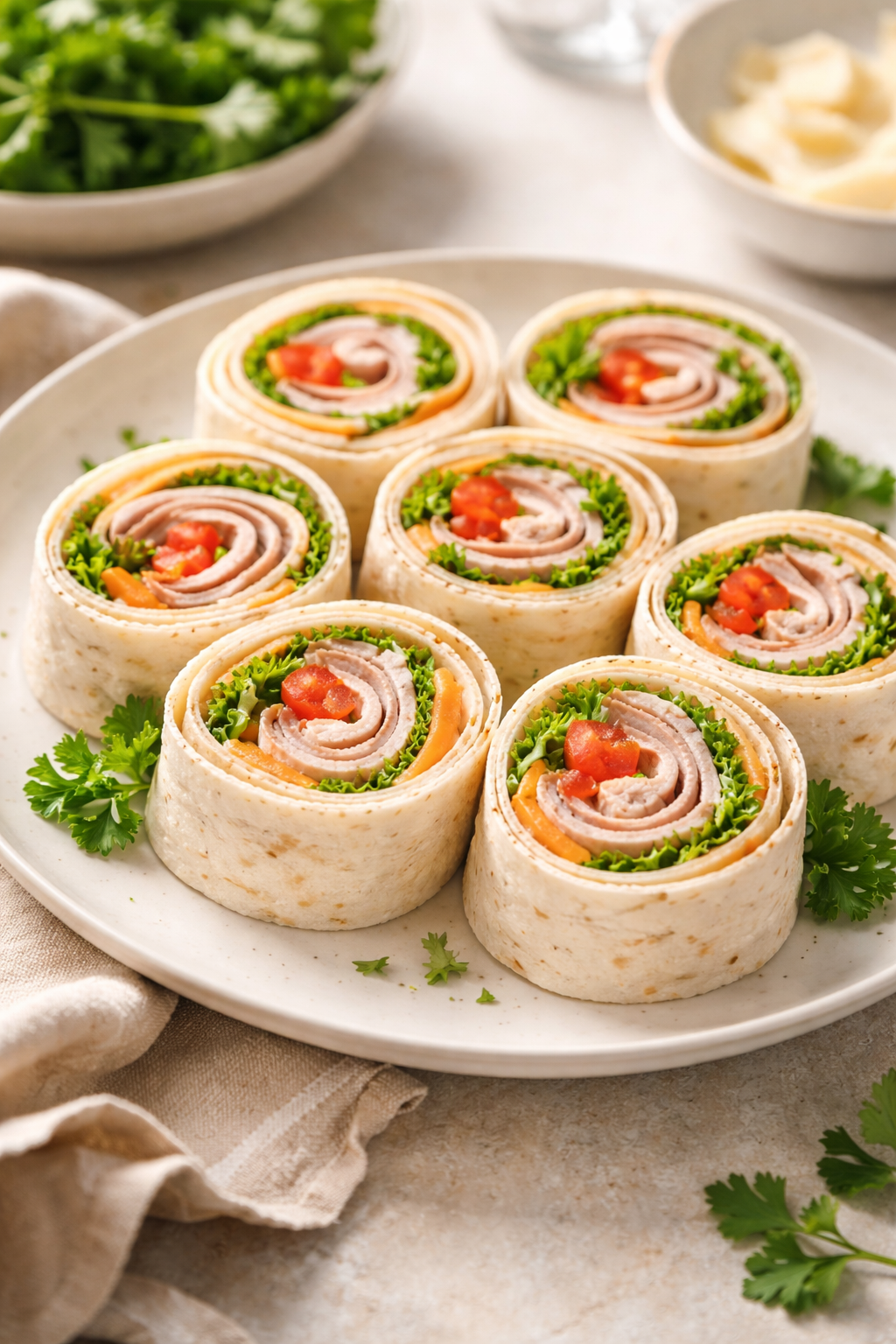 Turkey and Cheese Pinwheel Wraps