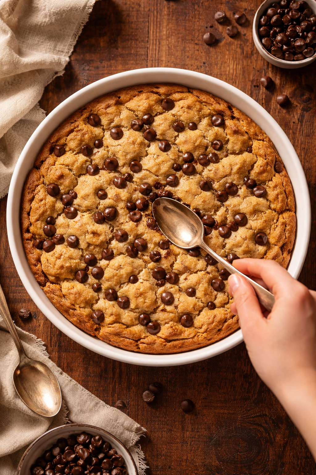 Scoopable Nutella Stuffed Cookie Pie
