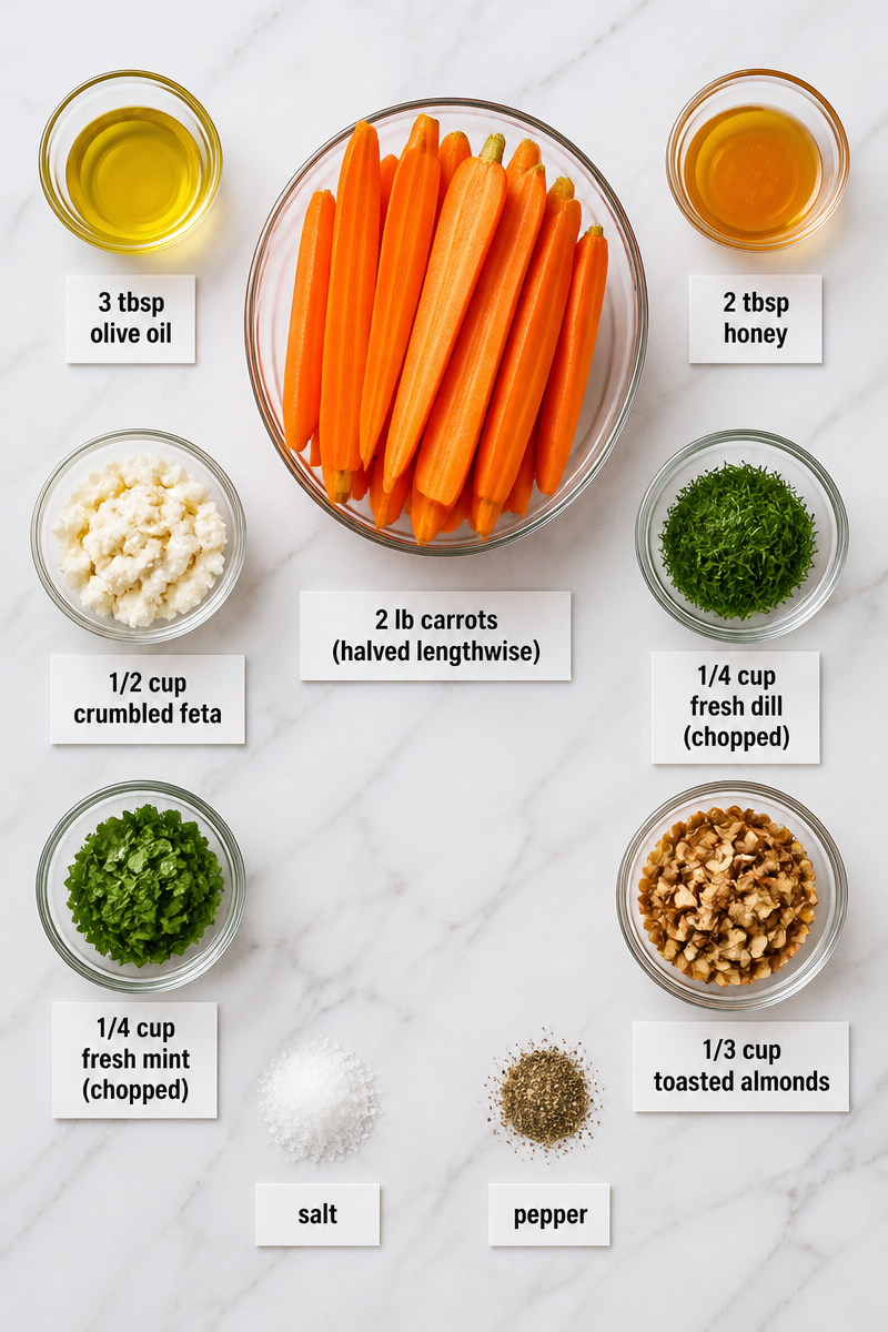 Honey Roasted Carrot Feta Herb Salad