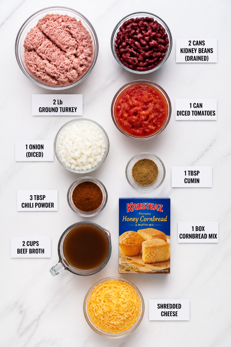 Loaded Turkey Chili Cornbread Topping
