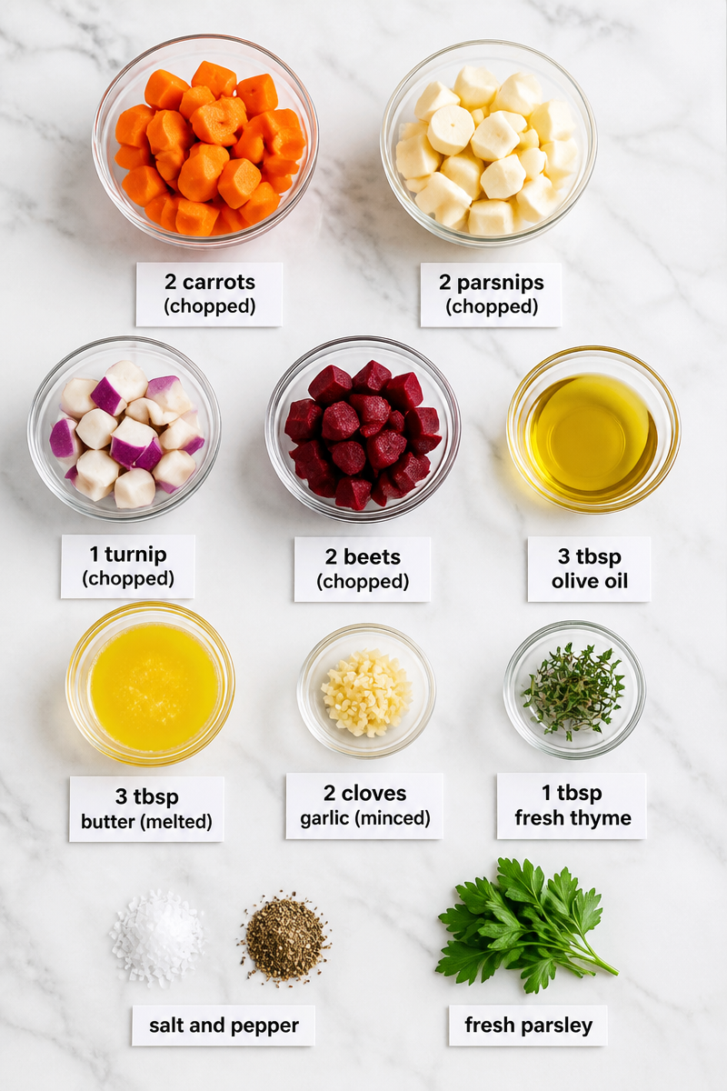 Roasted Root Vegetable Medley Herb Butter