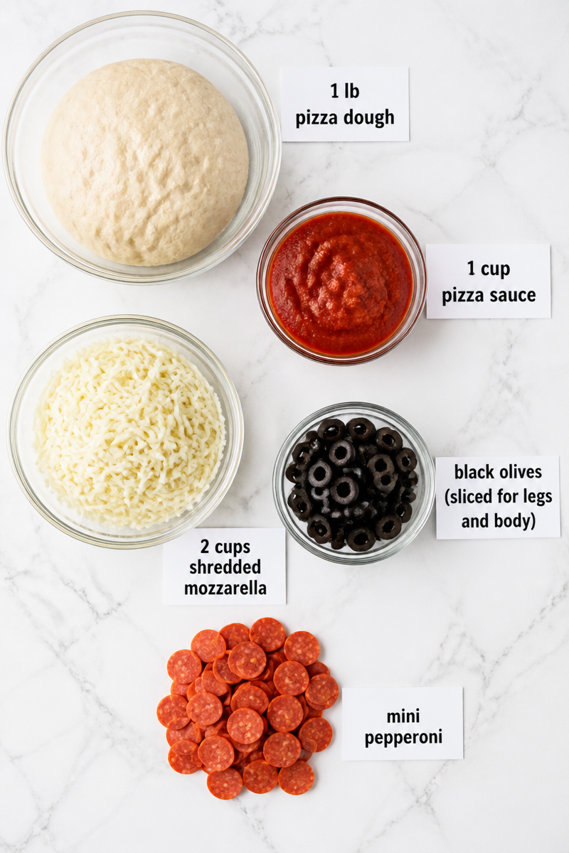 Mini Spider Pizza Black Olive Legs