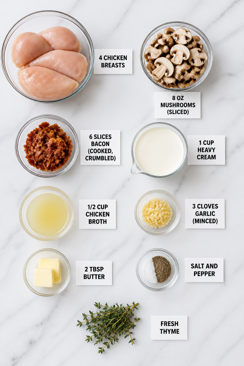 Creamy Chicken Bacon Mushroom Skillet