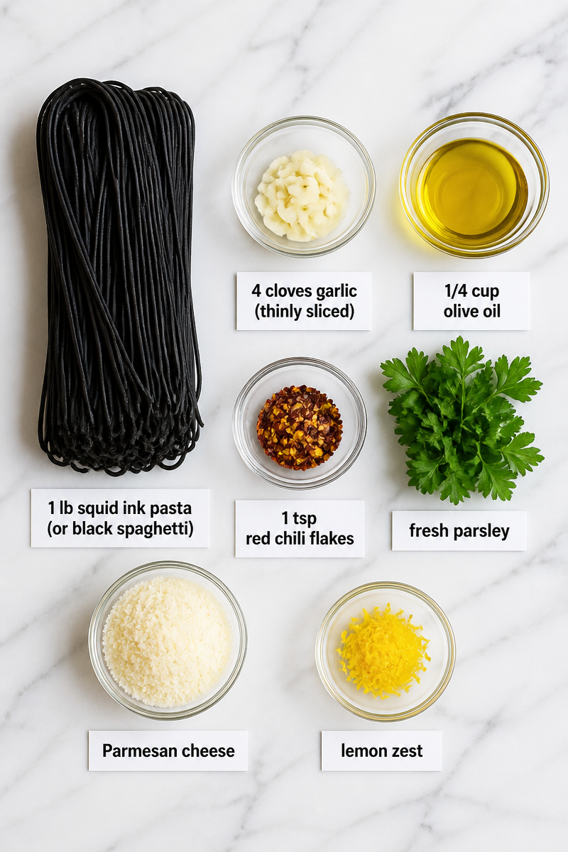 Witches Hair Squid Ink Pasta Chili