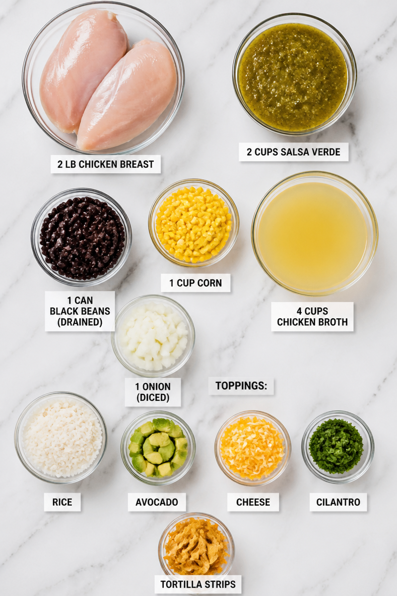 Slow Cooker Chicken Verde Enchilada Bowl