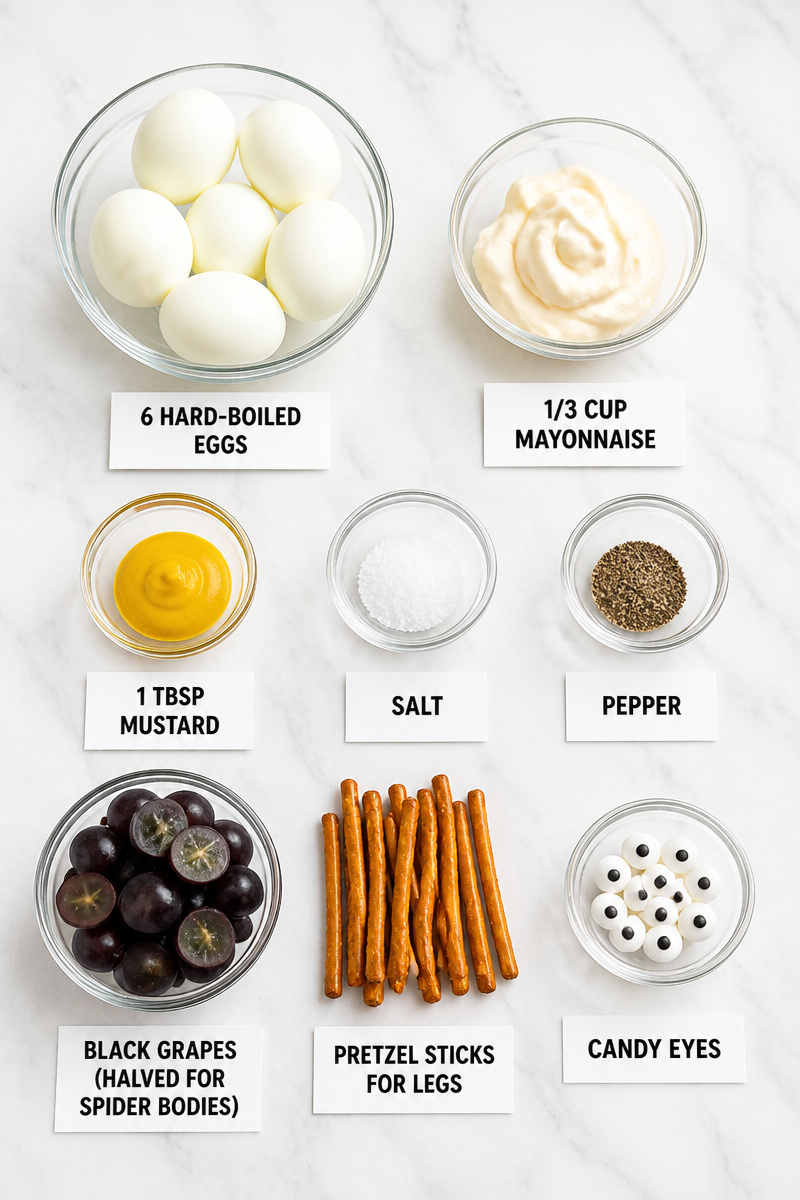 Grape Deviled Egg Critter Halloween Snack