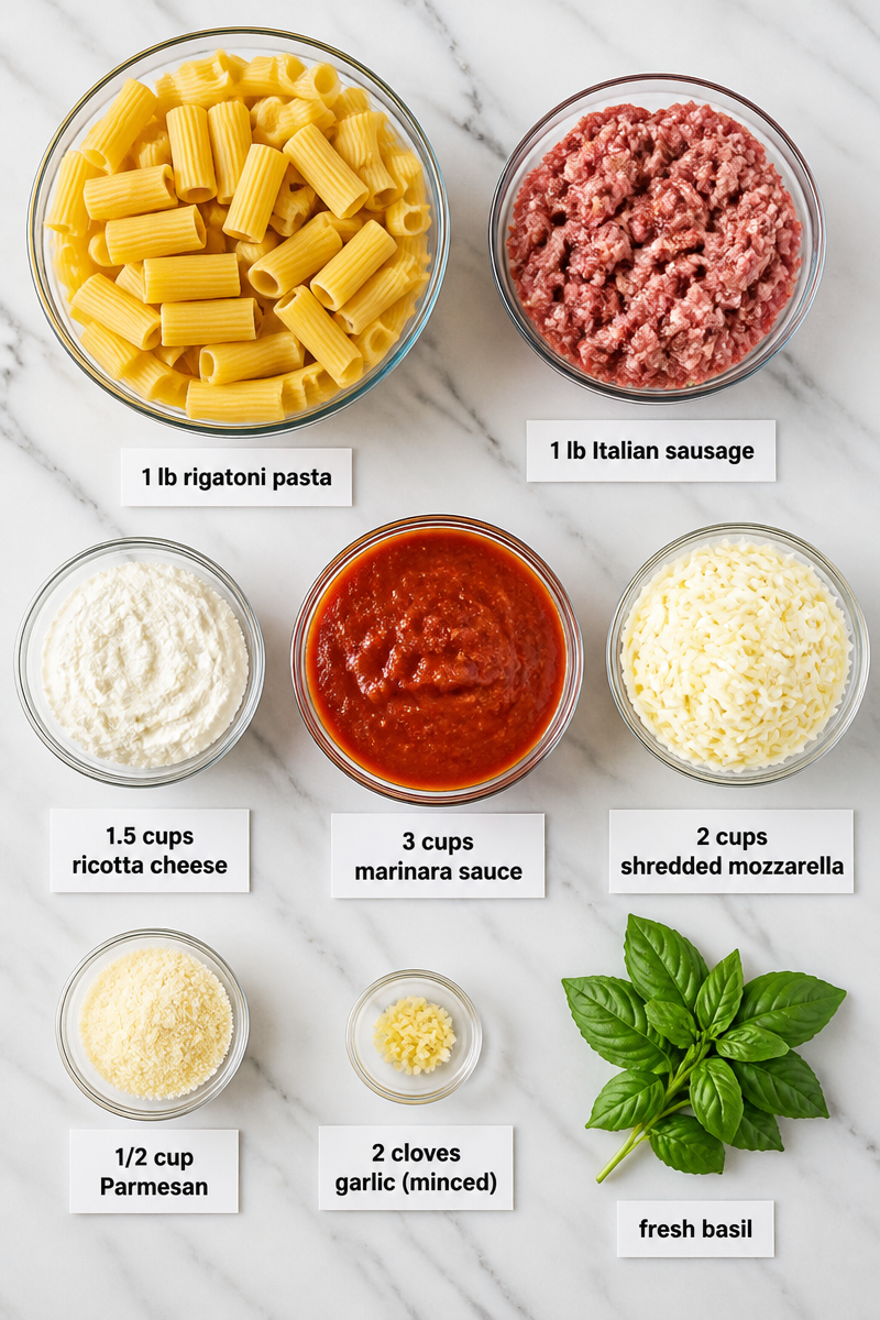 Cheesy Baked Rigatoni Sausage Ricotta