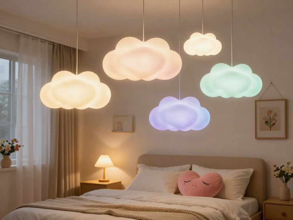 Soft glowing light and fluffy cloud texture come together in this cozy handmade lamp. 9 Soft glowing light and fluffy cloud texture come together in this cozy handmade lamp.