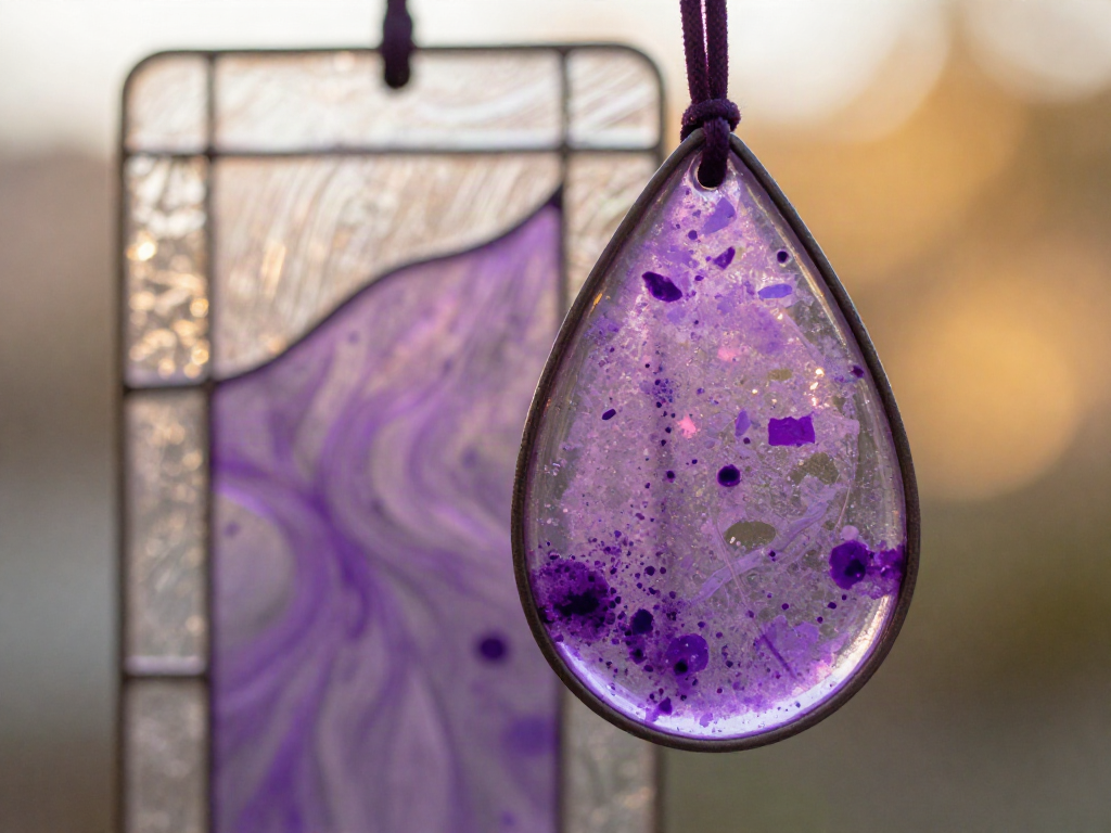 Melted purple crayon pieces create a rich stained-glass effect in this simple suncatcher project filled with bold color and glowing texture. 9 Melted purple crayon pieces create a rich stained-glass effect in this simple suncatcher project filled with bold color and glowing texture.