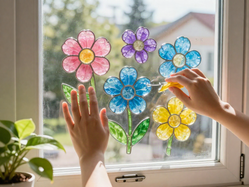 Tinted school glue dries into bright translucent flowers that peel easily from parchment paper and add a playful stained-glass look to any window. Keep this idea for later. #FlowerWindowCling #GlueCra... 9 Tinted school glue dries into bright translucent flowers that peel easily from parchment paper and add a playful stained-glass look to any window. Keep this idea for later. #FlowerWindowCling #GlueCra...