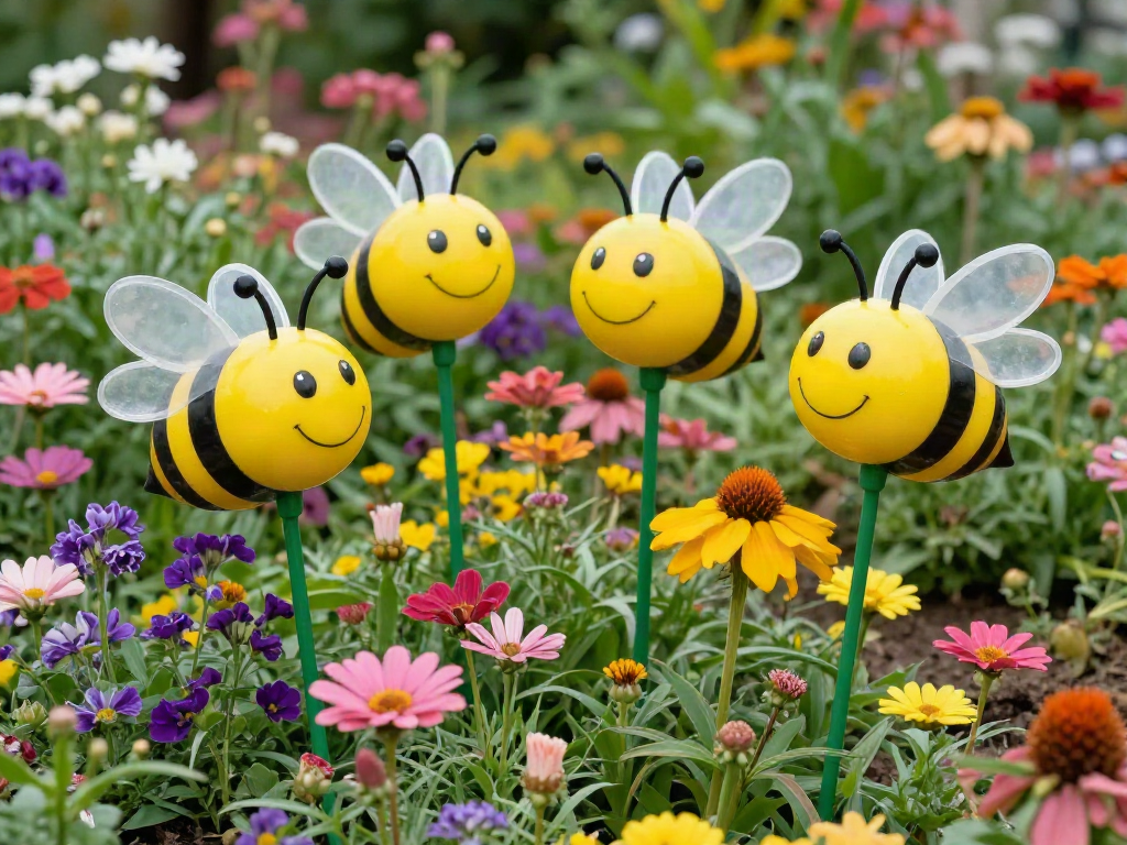 Yellow pool noodle slices become cheerful bumble bee garden stakes with striped tape, mesh wings, and playful googly eyes. A fun project to try this weekend. #BumbleBeeStakes #PoolNoodleCraft #DIYGard 9 Yellow pool noodle slices become cheerful bumble bee garden stakes with striped tape, mesh wings, and playful googly eyes. A fun project to try this weekend. #BumbleBeeStakes #PoolNoodleCraft #DIYGard