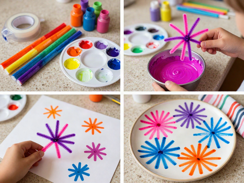 Pipe Cleaner Firework Stamps 7 Pipe Cleaner Firework Stamps