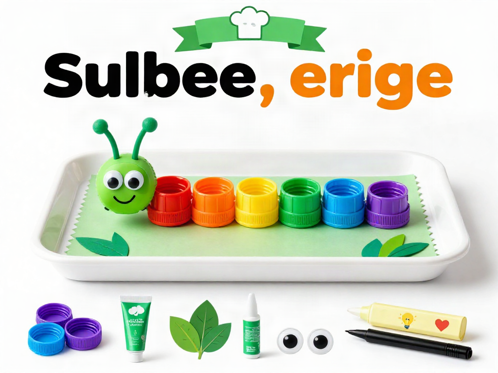 Bright bottle caps line up to form a cheerful rainbow caterpillar that's perfect for a colorful afternoon of crafting. 7 Bright bottle caps line up to form a cheerful rainbow caterpillar that's perfect for a colorful afternoon of crafting.
