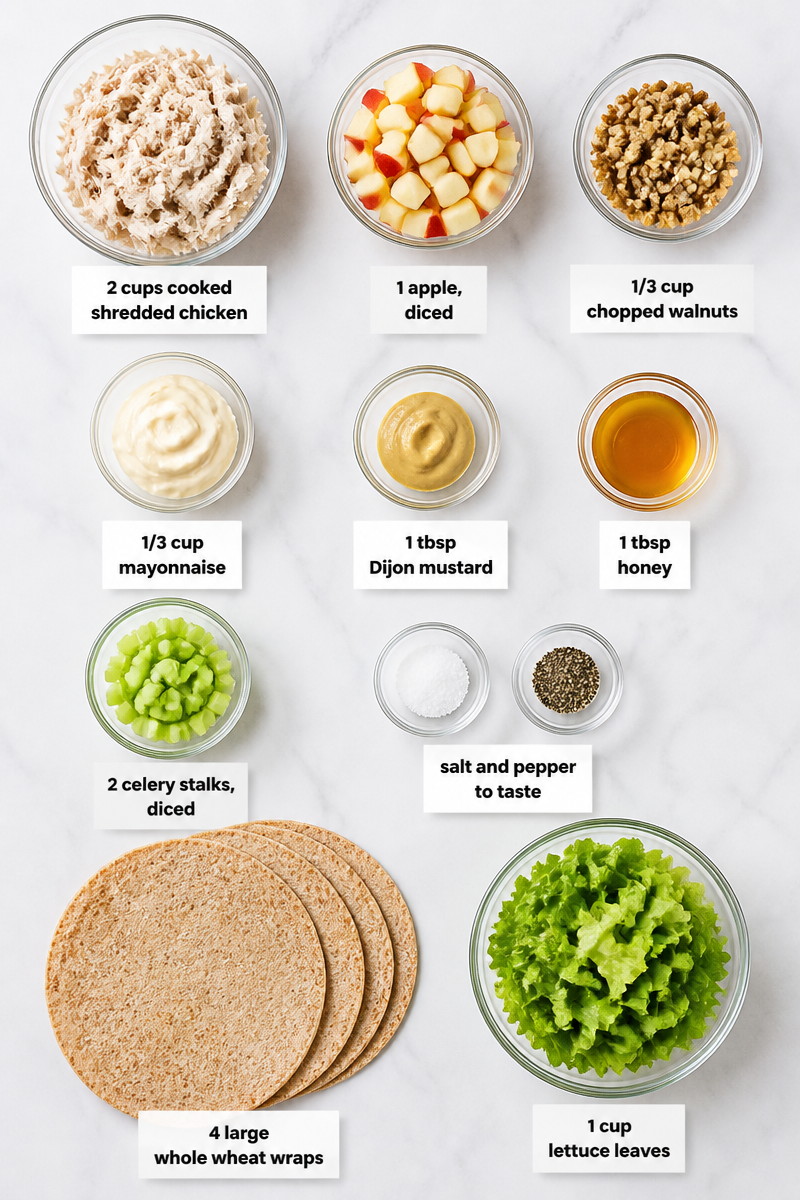Apple Walnut Chicken Salad Wrap