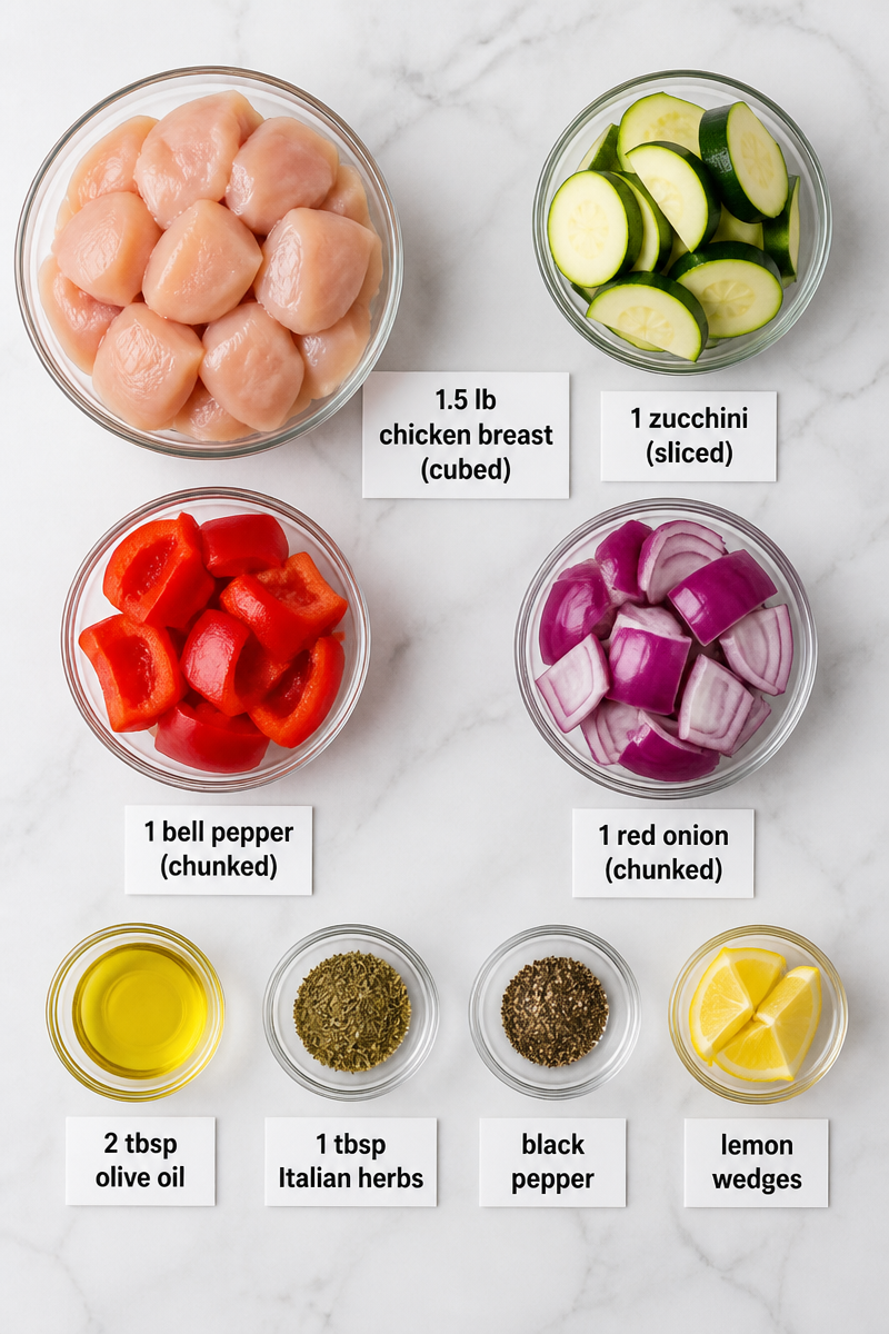 Grilled Chicken Skewer Vegetable Medley