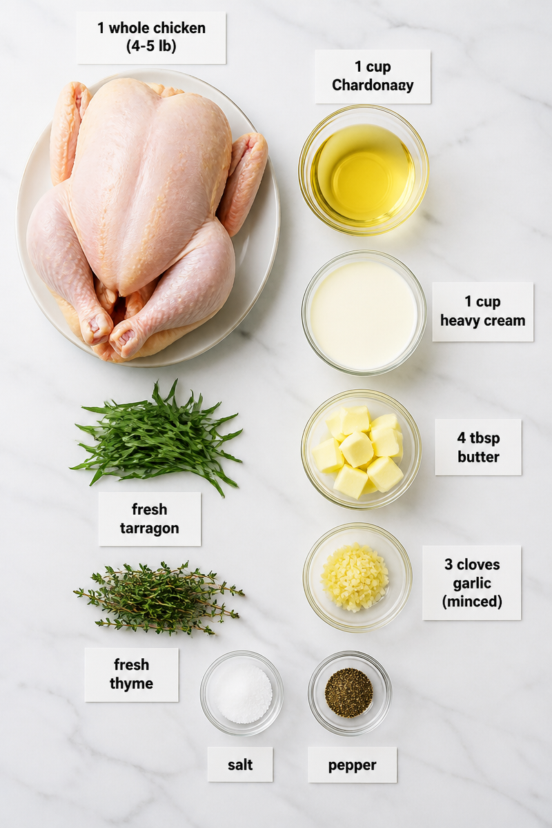 Chardonnay Cream Sauce Herb Roasted Chicken