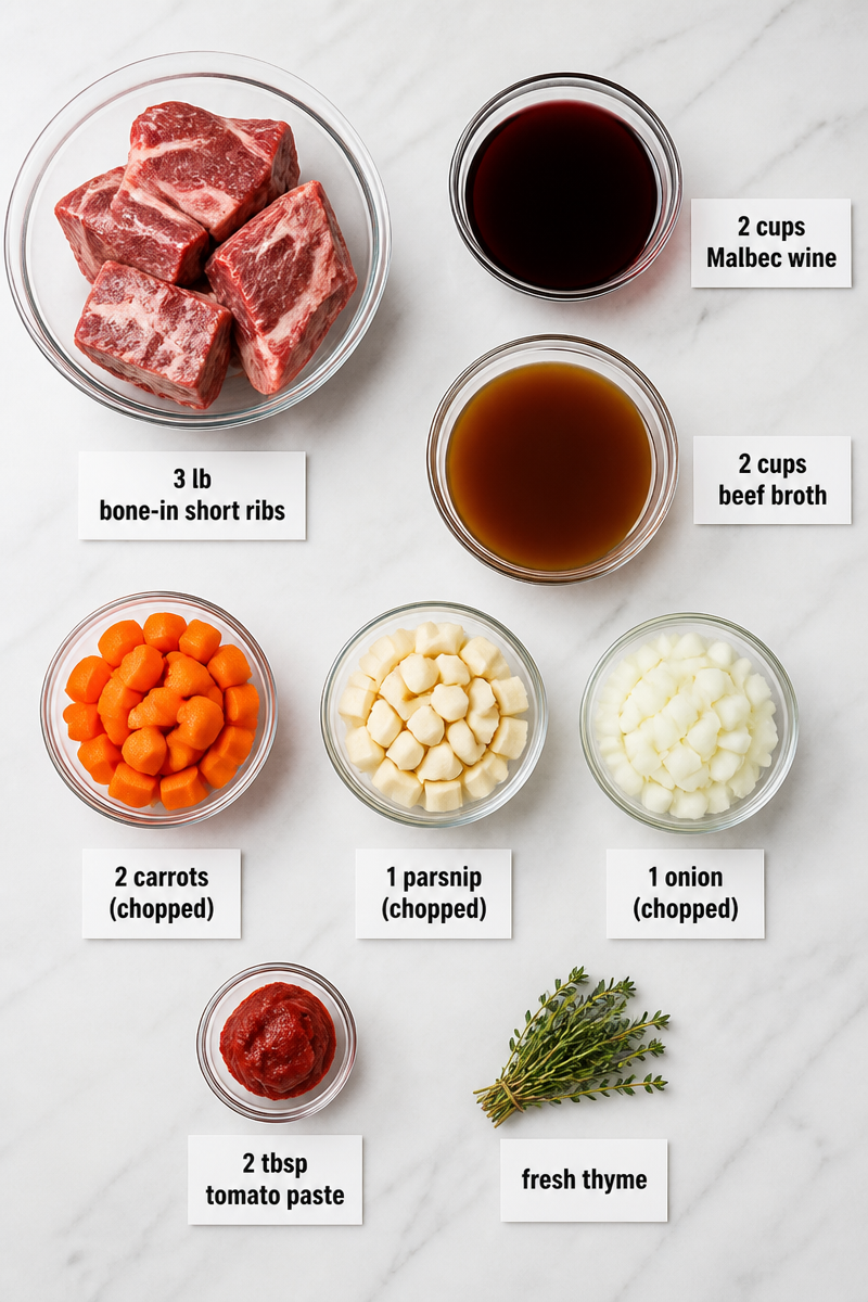 Malbec Braised Short Rib Root Vegetable