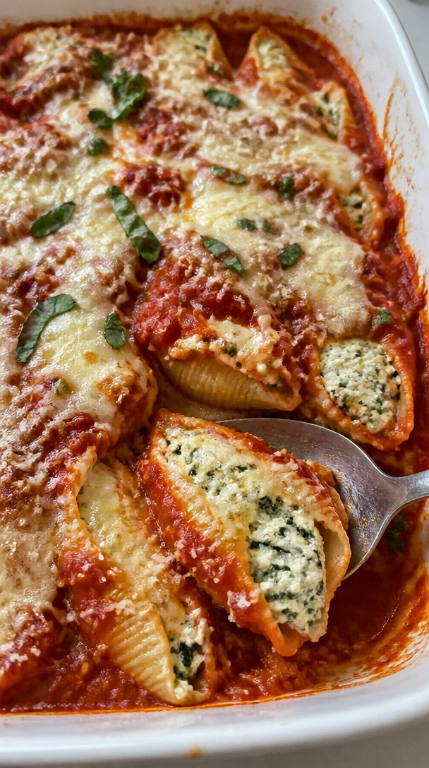 Easy Spinach Ricotta Stuffed Shells