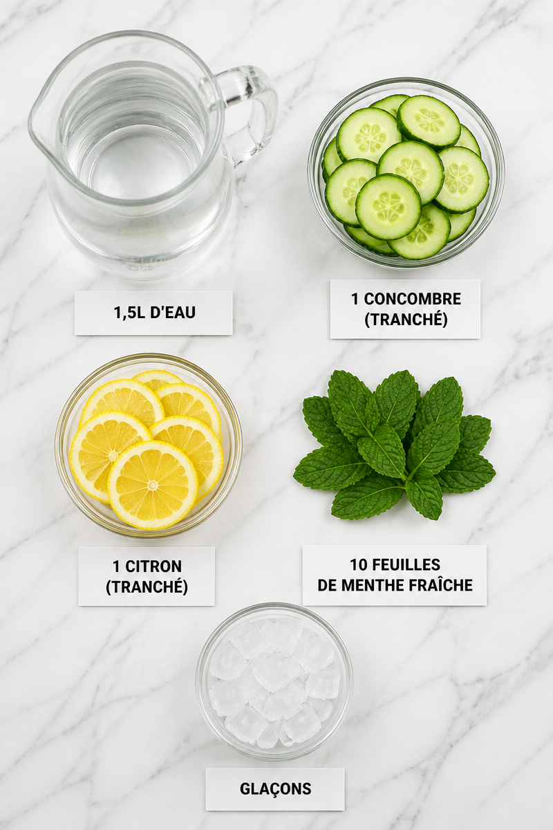 Eau Aromatisée Menthe Citron Concombre