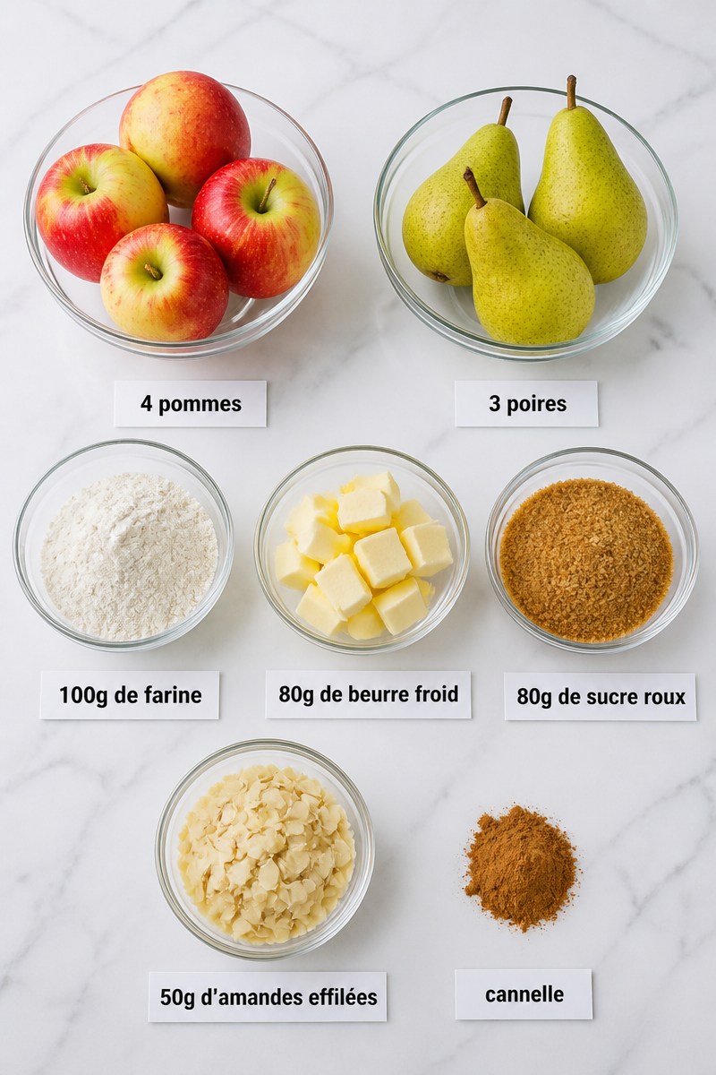 Crumble Pomme Poire Amande Croustillant
