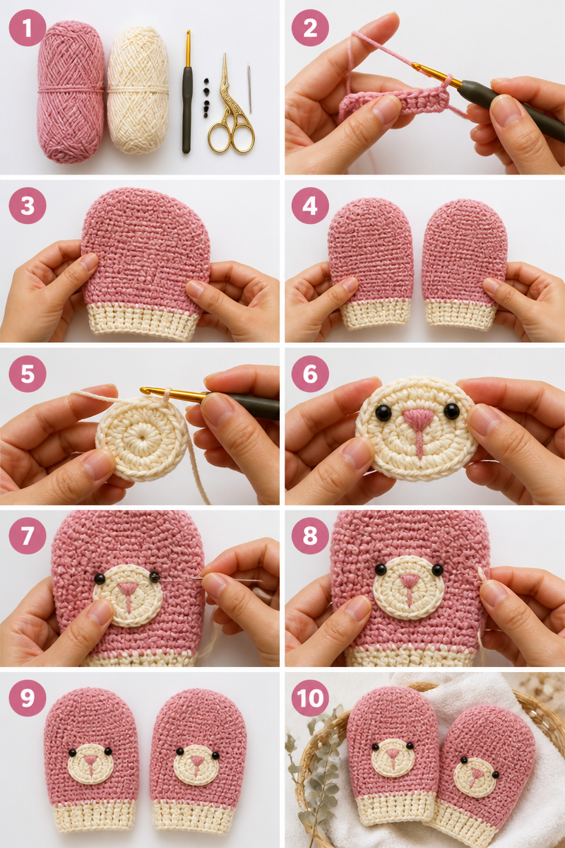 Crochet Baby Bath Mitt Set
