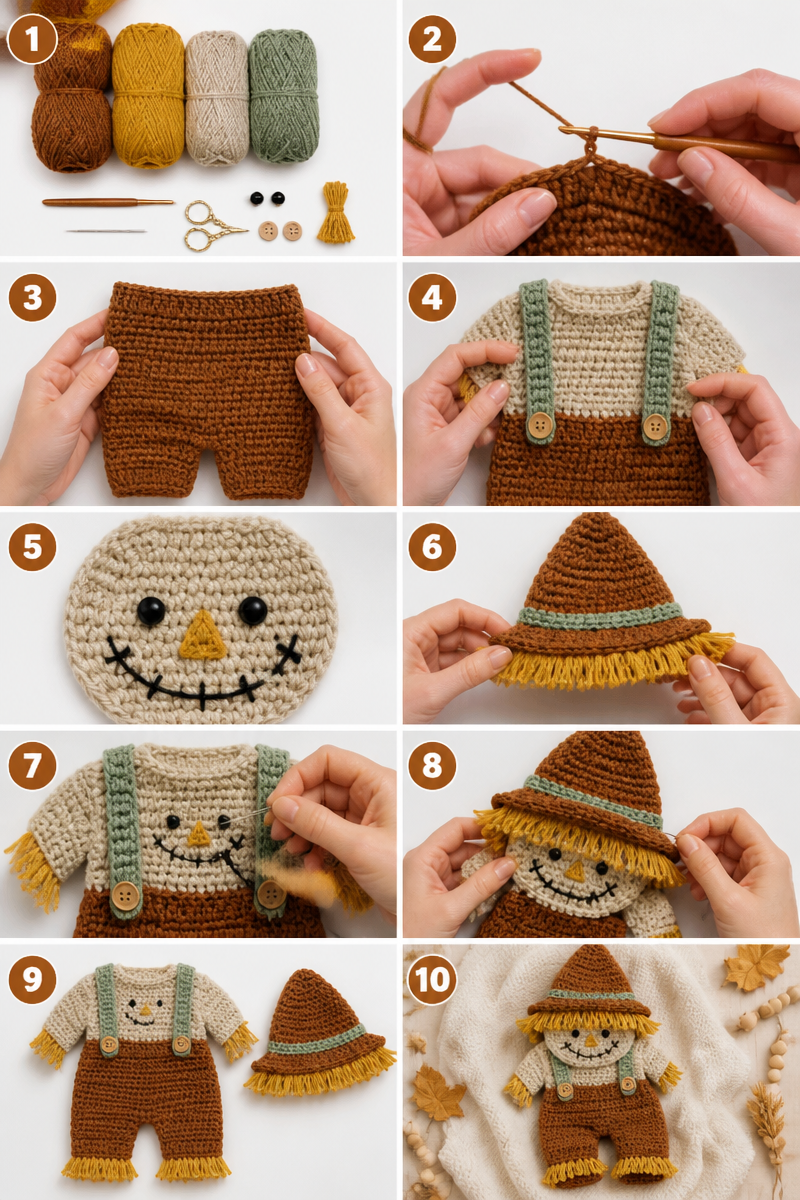 Crochet Baby Scarecrow Costume Set