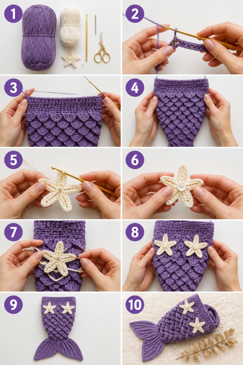 Crochet Baby Mermaid Tail Wrap