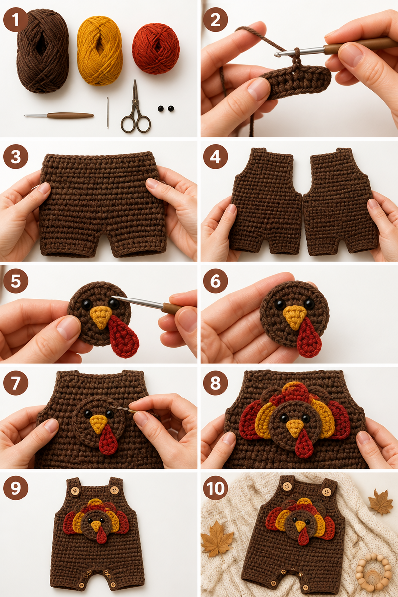 Crochet Baby Turkey Costume Suit