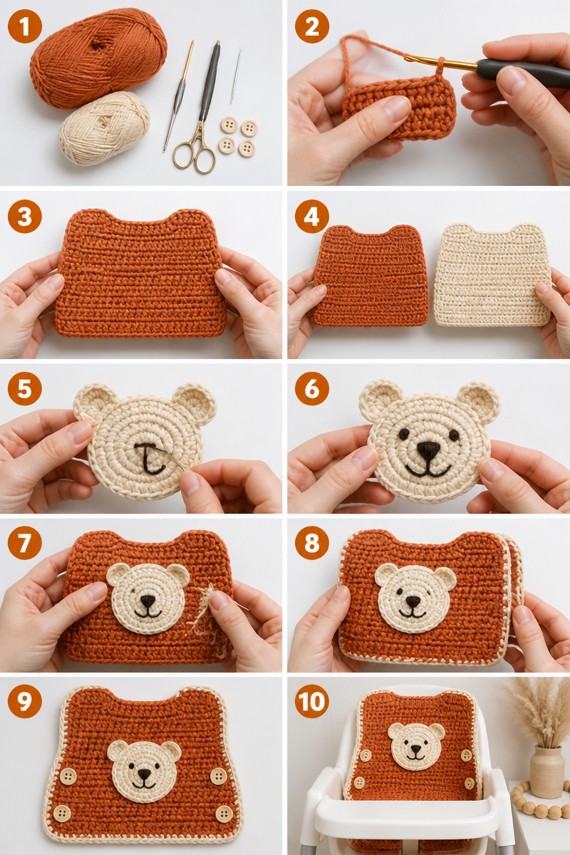 Crochet Baby Highchair Cushion Cover