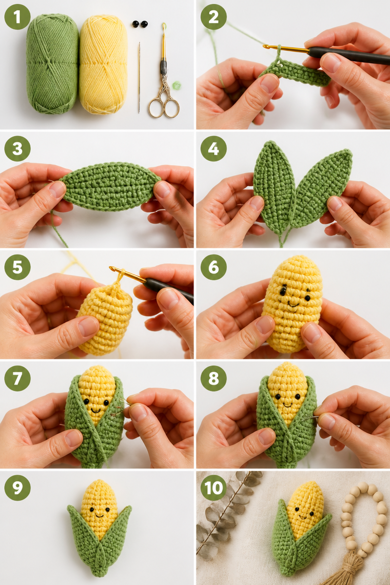 Crochet Baby Corn Stalk Toy