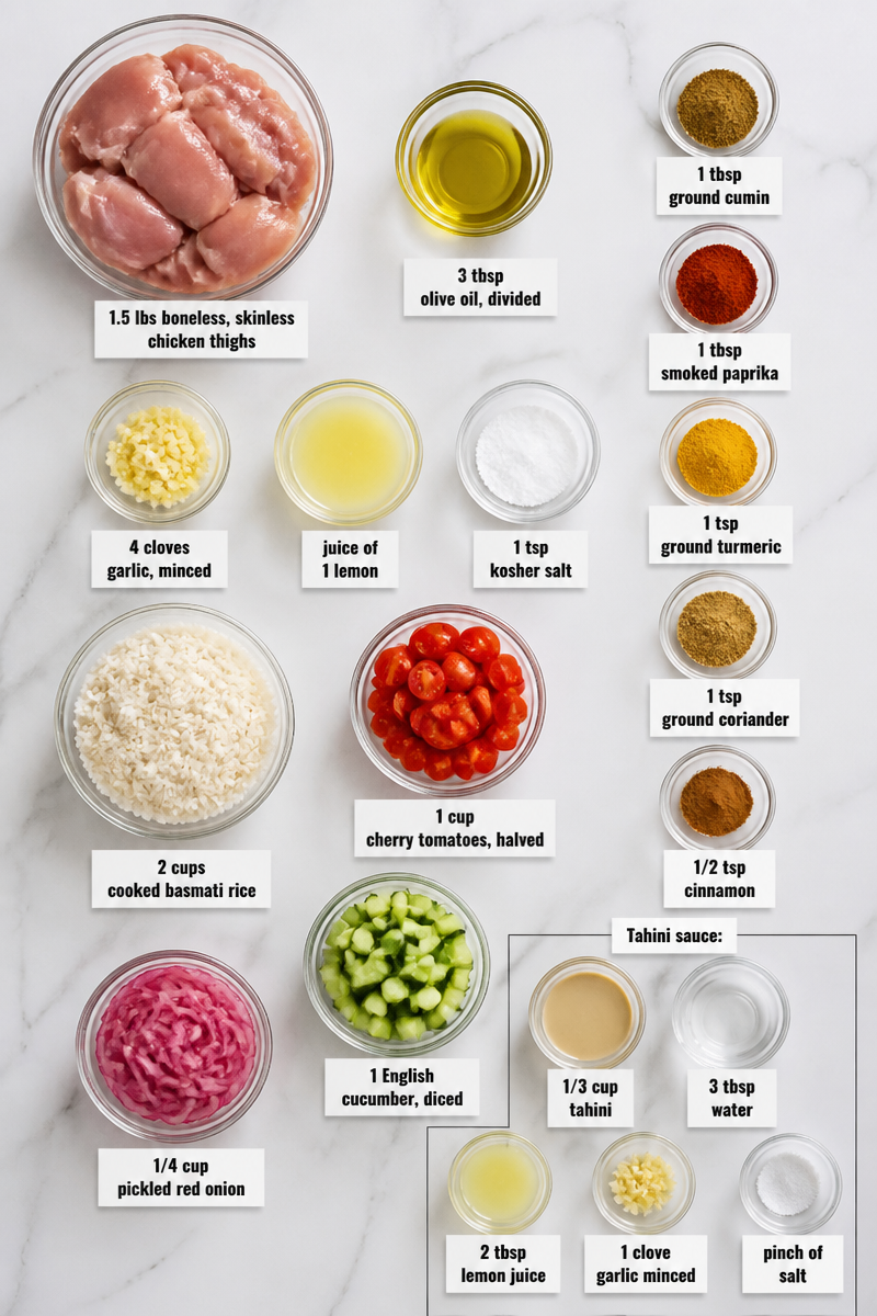 Chicken Shawarma Bowl Tahini Sauce