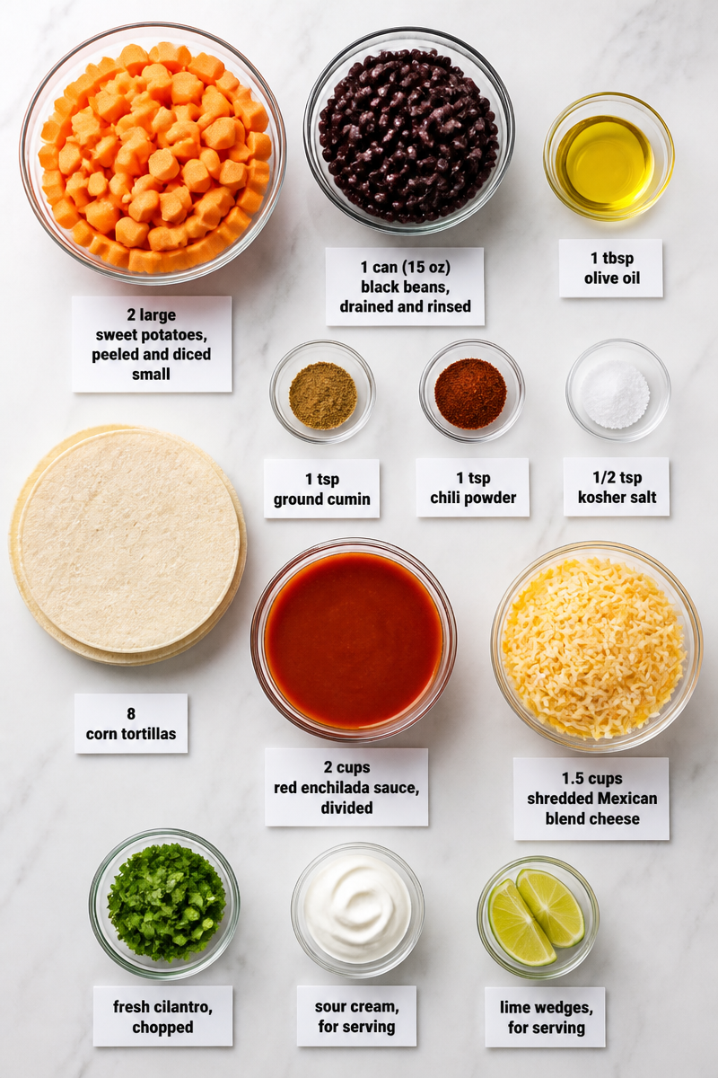 Baked Sweet Potato Black Bean Enchilada