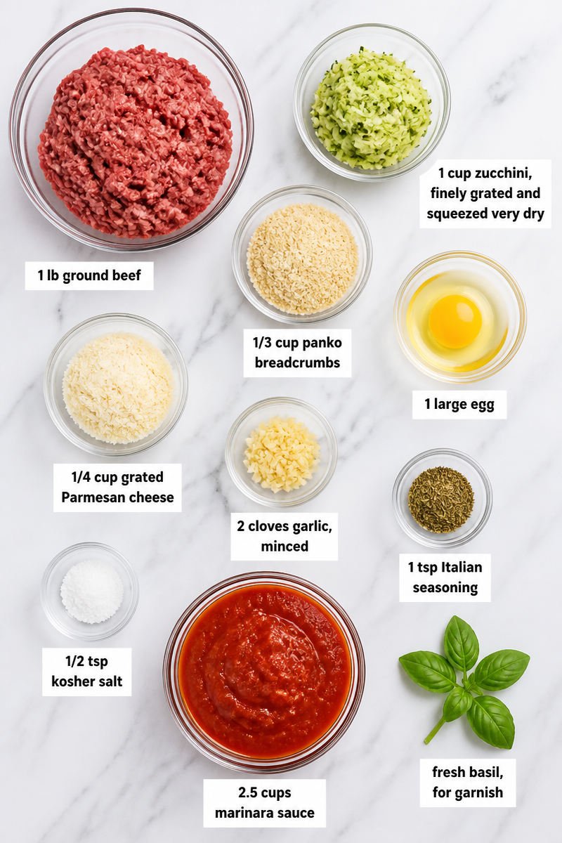 Crispy Baked Zucchini Meatball Marinara